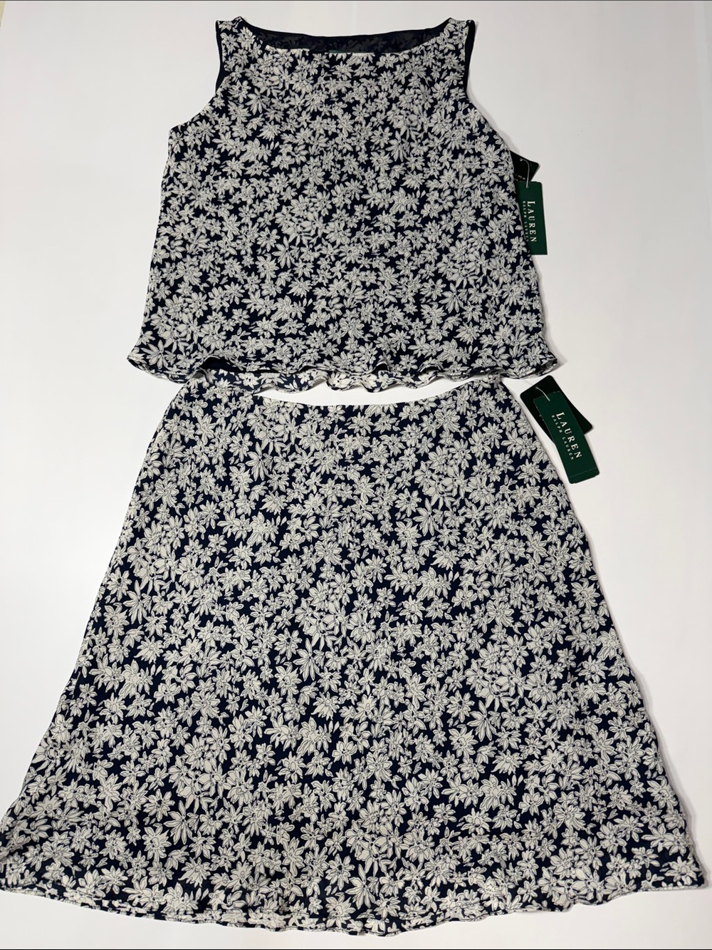 Lauren Ralph Lauren 2-Piece Set Top & Skirt Silk 12 NWT - Picture 1 of 10
